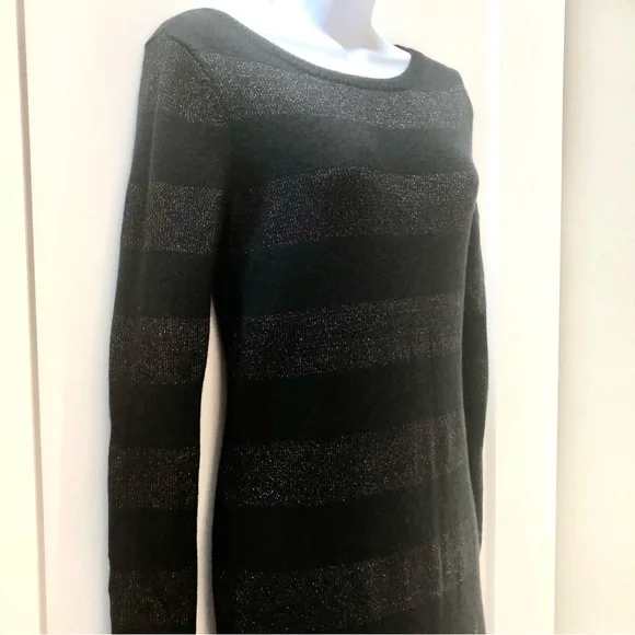 Vineyard Vines metallic‎ silver and black striped wool sweater dress size xs - Picture 5 of 8